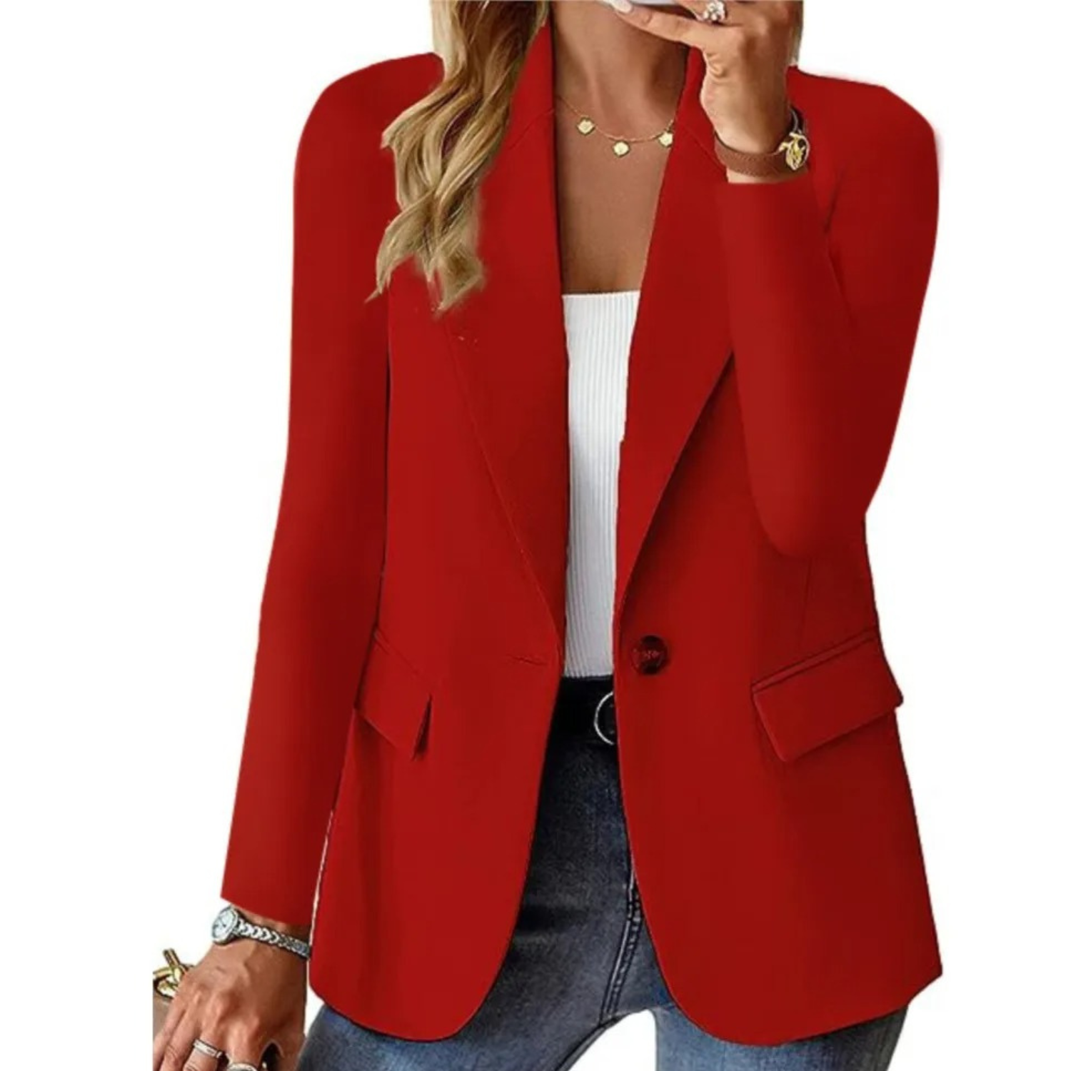 Rocío – Blazer versátil con botones y bolsillos - done