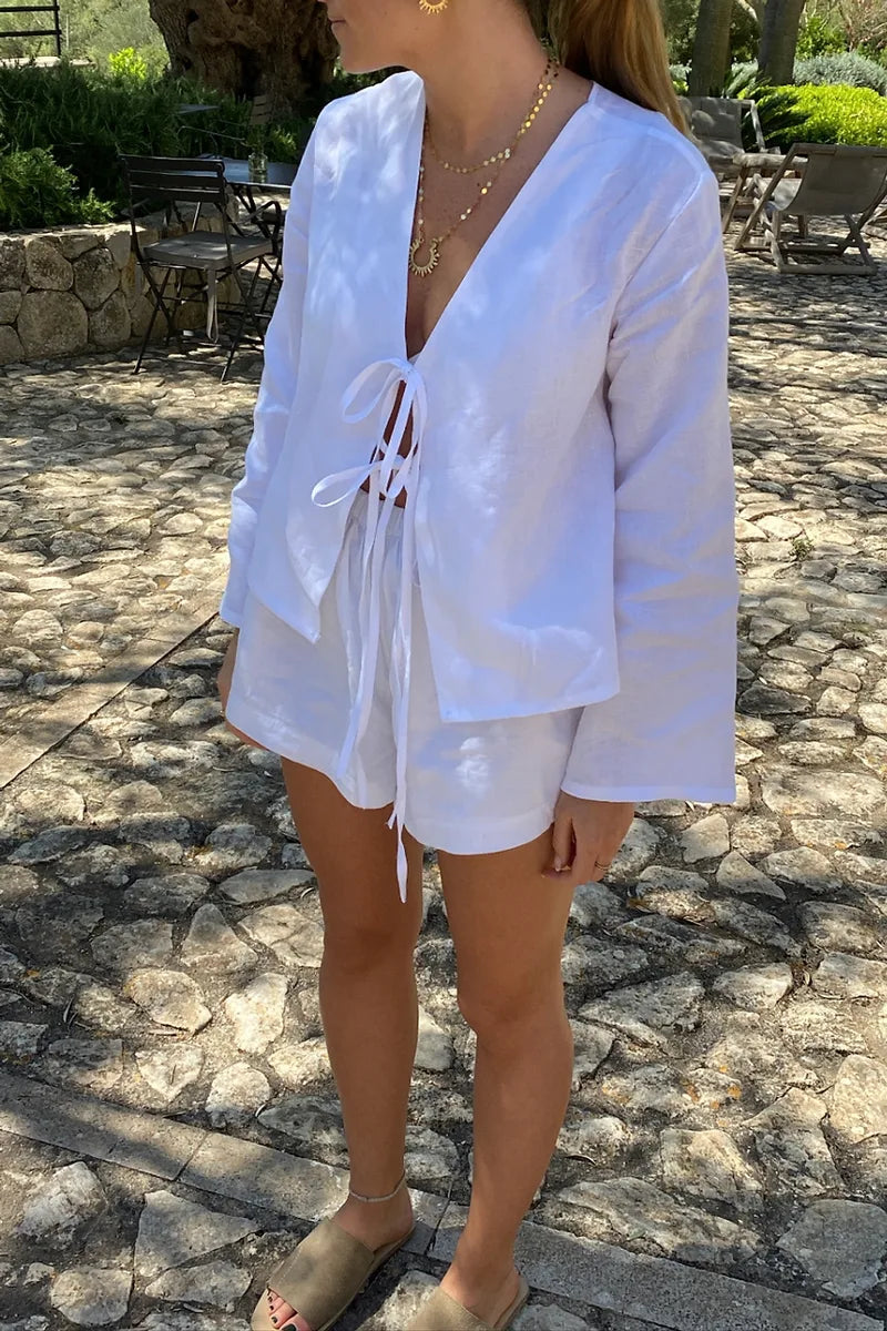 Tais | Blusa de Manga Larga con Lazo – Elegancia Desenfadada