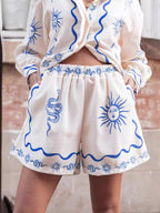 Yolanda | Set Bohemio con Estampado Solar y Shorts Veraniegos