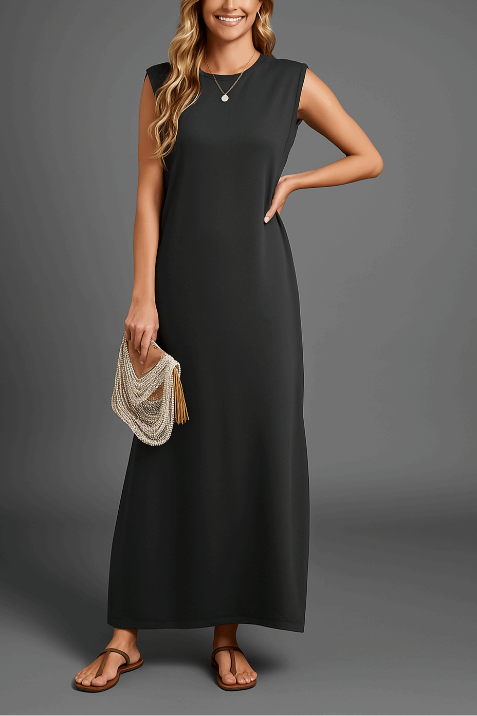 Soraya | Vestido largo fluido sin mangas para mujer – elegante, fresco y perfecto para verano