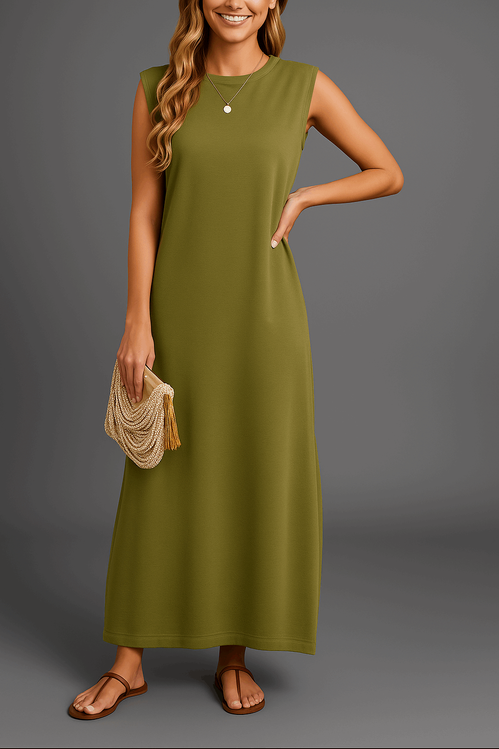 Soraya | Vestido largo fluido sin mangas para mujer – elegante, fresco y perfecto para verano