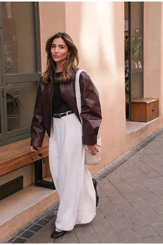 Ariadna | Chaqueta Bomber Corta Oversize con Hombros Estructurados