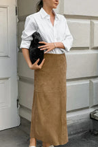 Triana | Falda Maxi Efecto Ante Elegante para Mujer