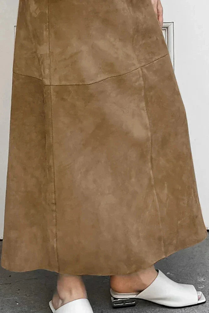 Triana | Falda Maxi Efecto Ante Elegante para Mujer