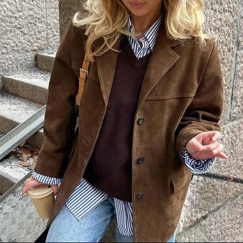 Noelia | Blazer Oversize de Gamuza Elegante para Mujer