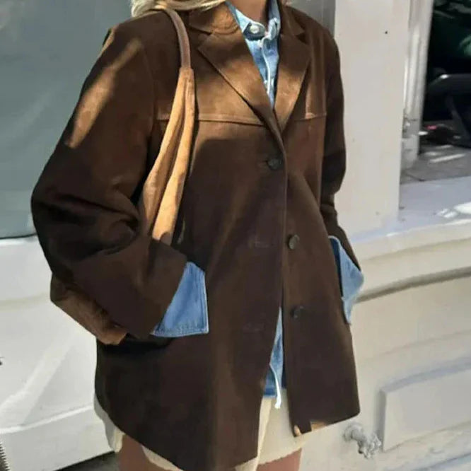 Noelia | Blazer Oversize de Gamuza Elegante para Mujer