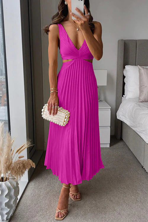 Irene | Vestido maxi plisado para mujer, elegante y fluido