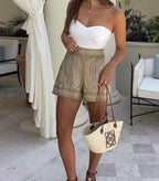 Ona | Shorts Bordados de Cintura Alta – Estilo Boho Chic de Verano