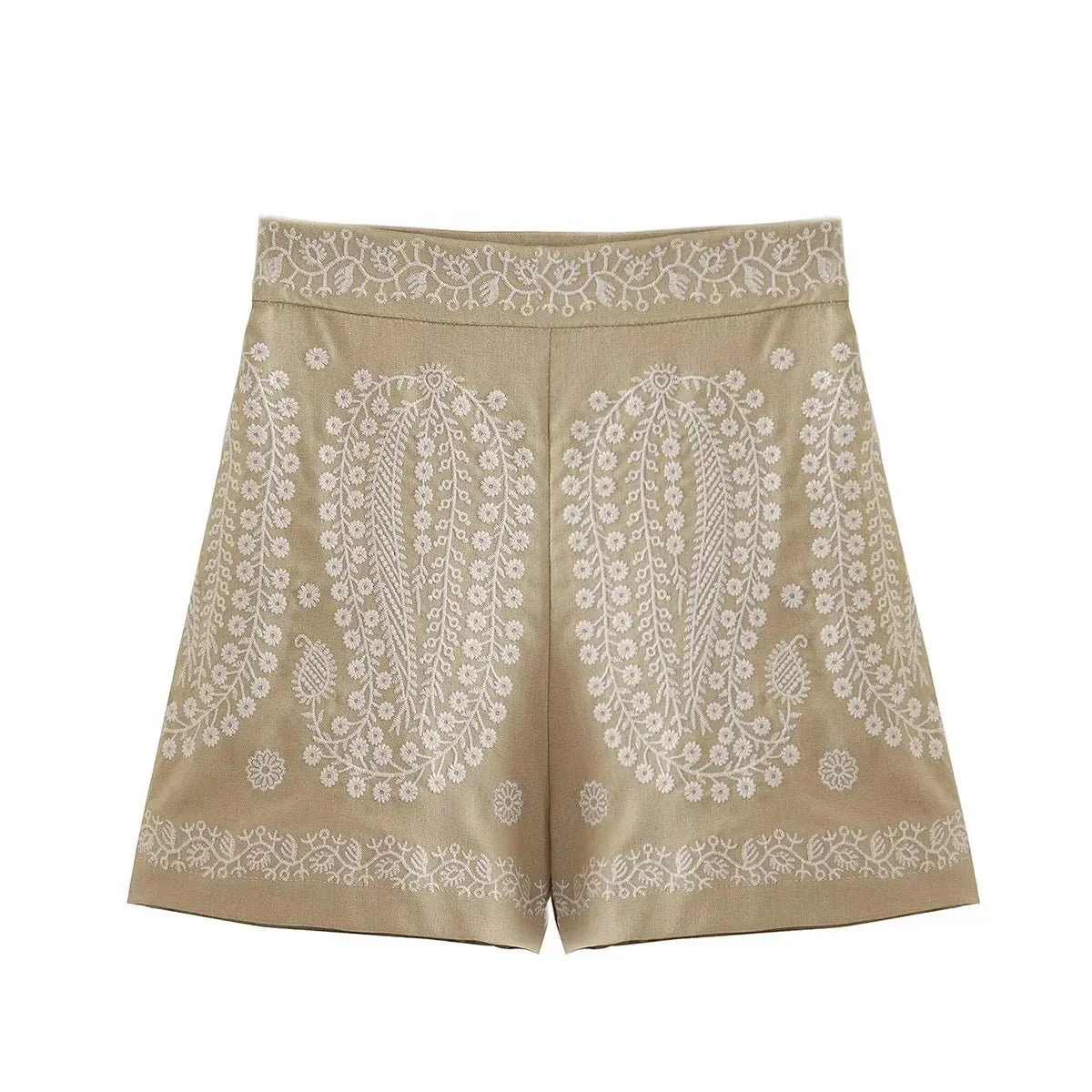 Ona | Shorts Bordados de Cintura Alta – Estilo Boho Chic de Verano