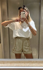 Ona | Shorts Bordados de Cintura Alta – Estilo Boho Chic de Verano