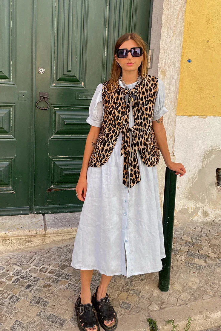 Cloe | Chaleco Leopardo con Lazo – Tendencia Animal Print