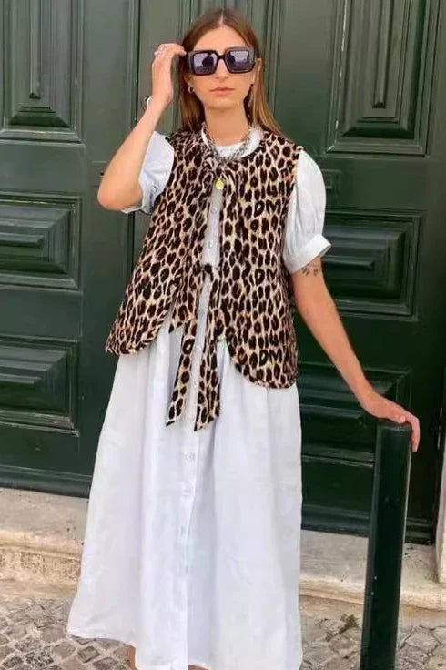Cloe | Chaleco Leopardo con Lazo – Tendencia Animal Print