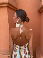 Brisa | Vestido Maxi Halter con Escote en V y Espalda Descubierta