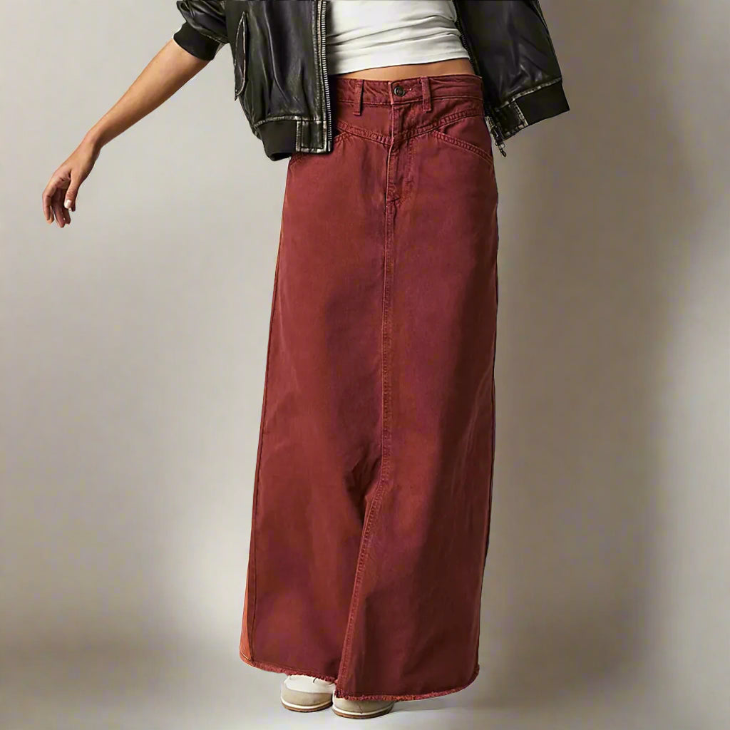 Zenda | Falda Recta Denim Cintura Alta – Básico Chic y Versátil