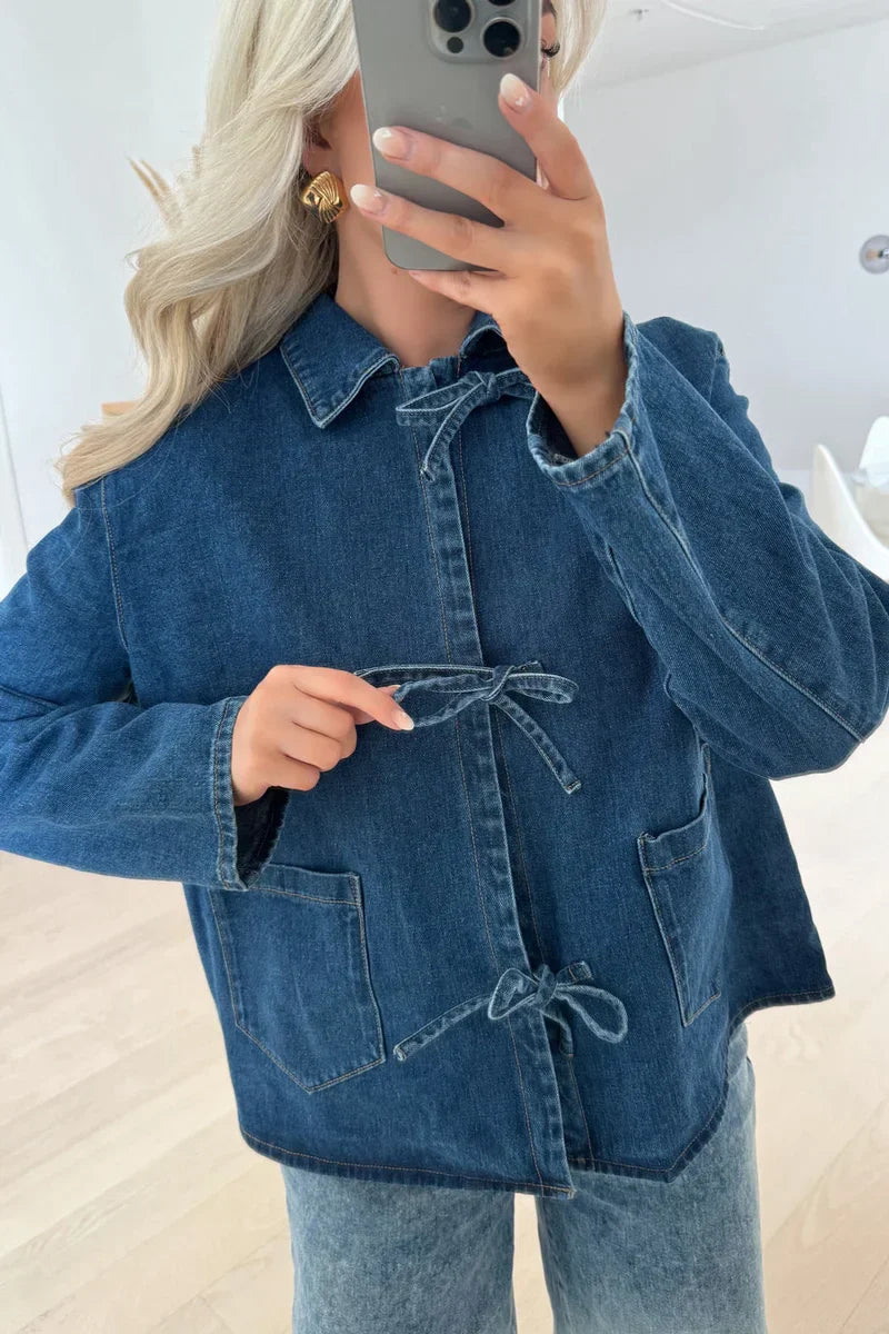 Ainara | Chaqueta Denim con Cierre de Lazo para Mujer