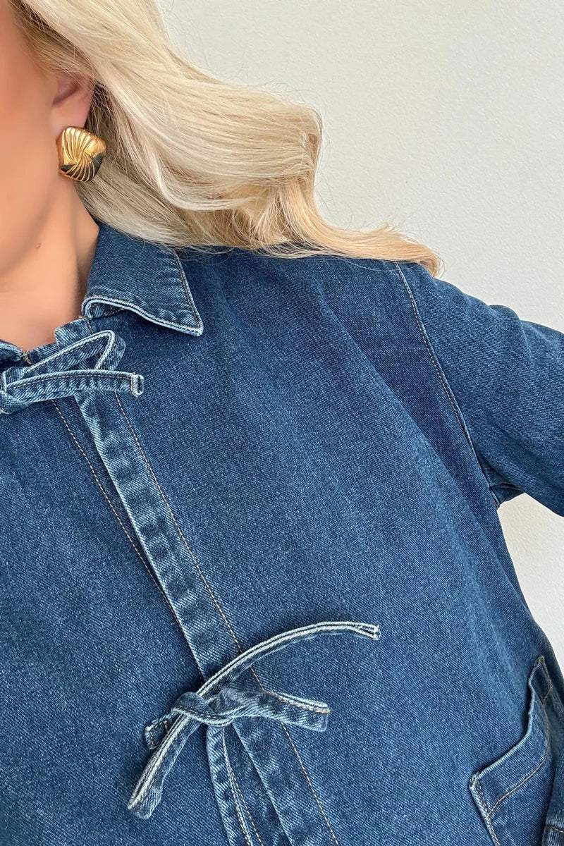 Ainara | Chaqueta Denim con Cierre de Lazo para Mujer