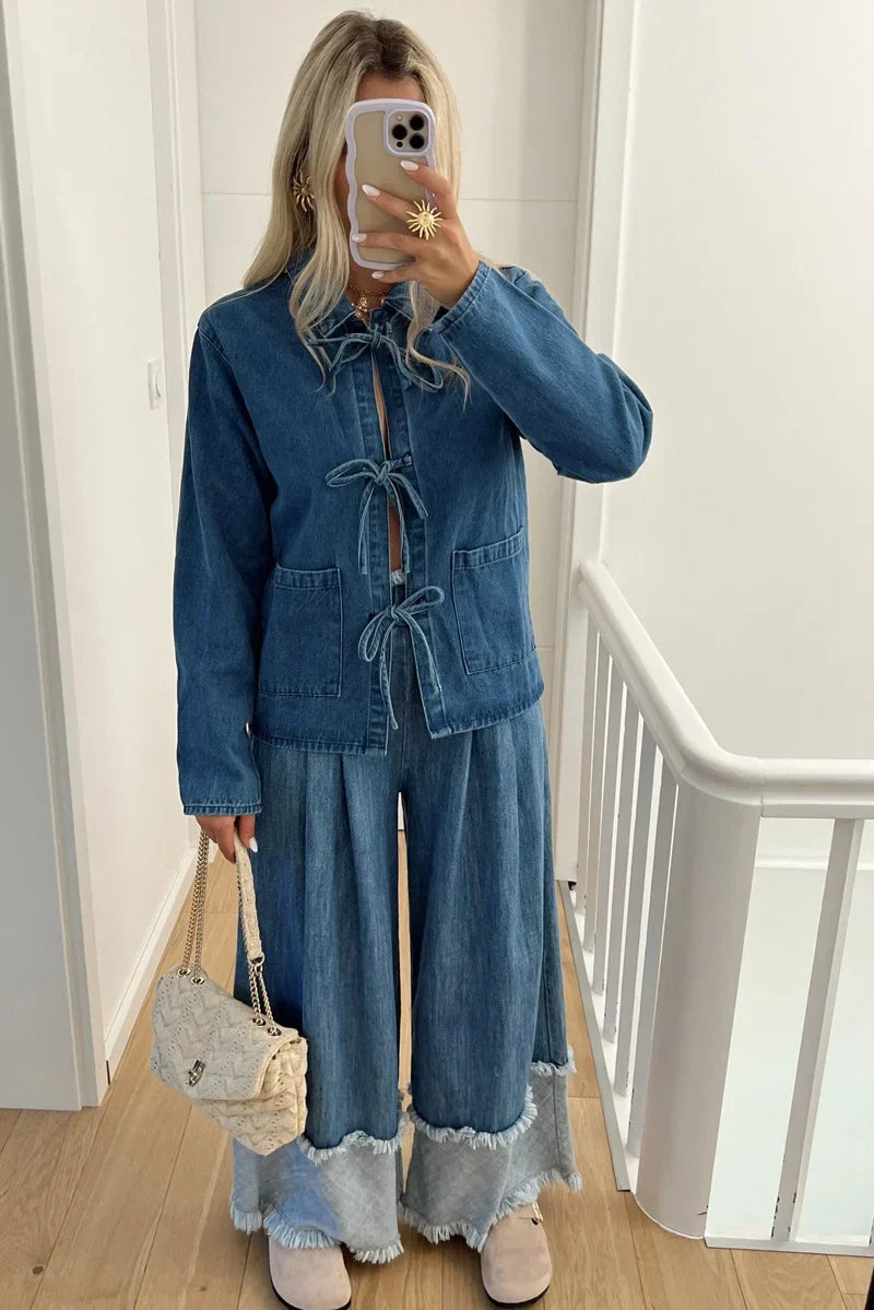 Ainara | Chaqueta Denim con Cierre de Lazo para Mujer