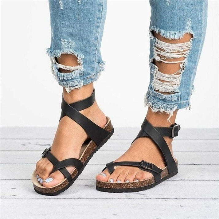 Maialen | Sandalias clásicas de cuero para mujer – elegantes, cómodas