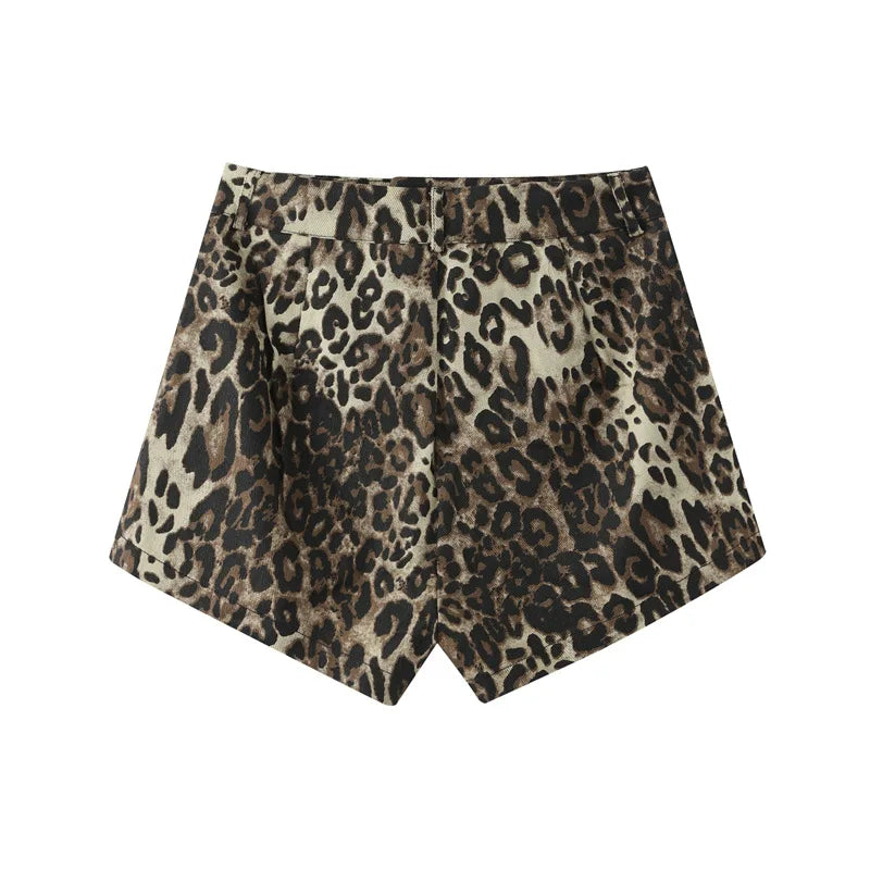 Maia | Shorts Denim de Tiro Alto con Estampado de Leopardo – Estilo Atrevido
