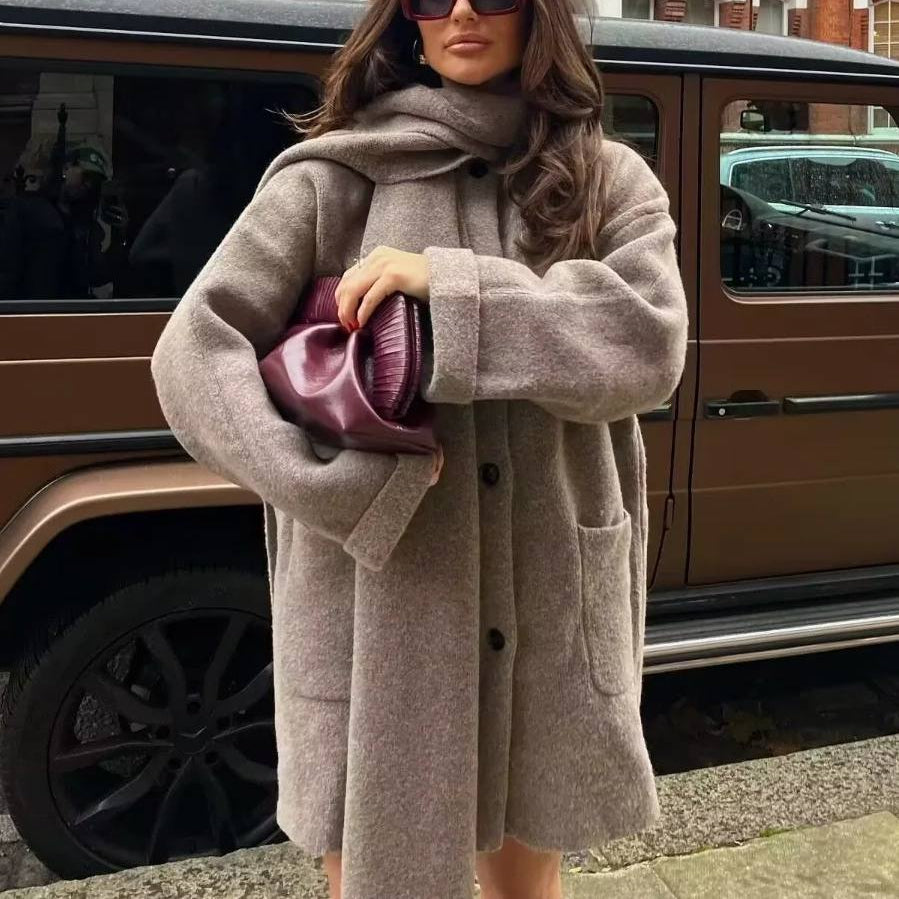 Estrella | Abrigo Elegante con Botones y Bufanda a Juego