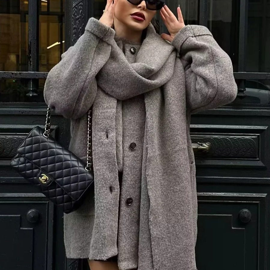 Estrella | Abrigo Elegante con Botones y Bufanda a Juego