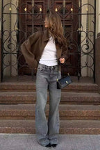 Mara | Chaqueta Minimalista con Cremallera y Cuello Clásico
