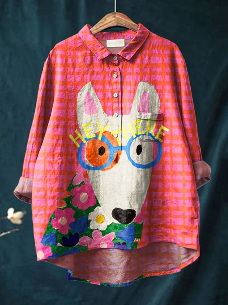 Ylenia | Camisa oversize de algodón con estampado artístico