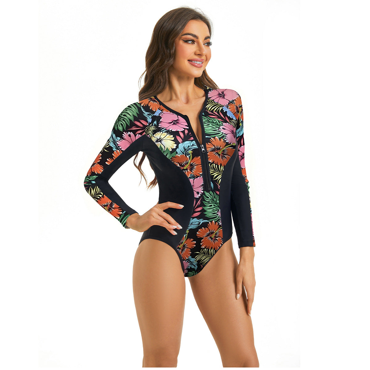 Noelia | Bañador mujer manga larga con cremallera frontal y protección UV