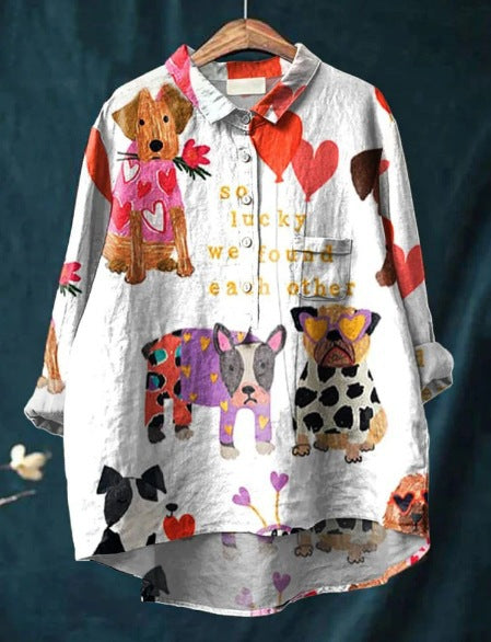 Ylenia | Camisa oversize de algodón con estampado artístico
