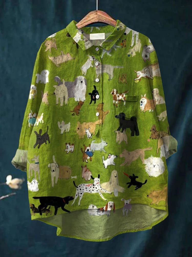 Ylenia | Camisa oversize de algodón con estampado artístico