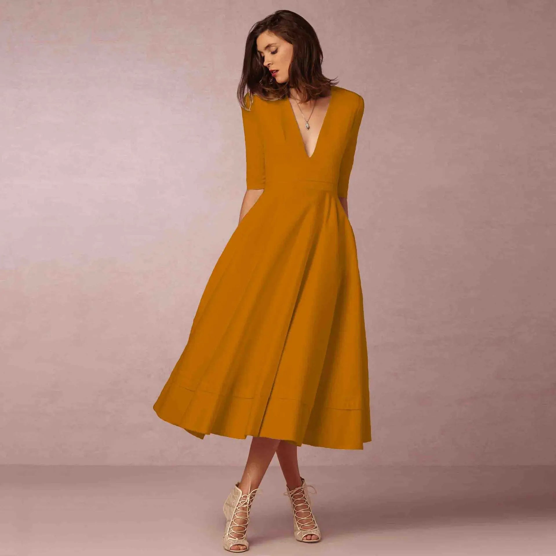Abril | Vestido midi elegante con escote en V