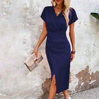 Helena | Vestido midi cruzado con abertura lateral