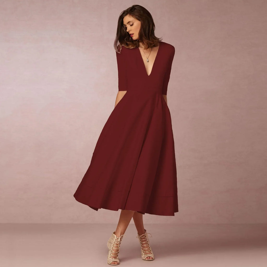 Abril | Vestido midi elegante con escote en V