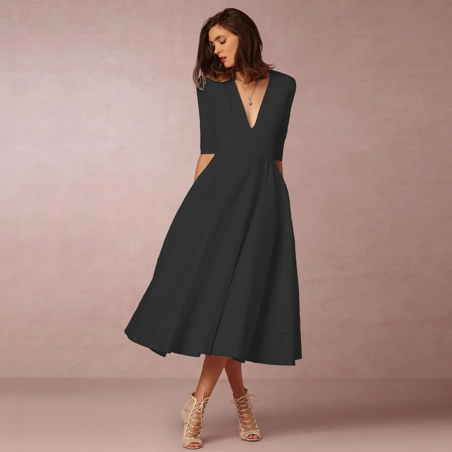 Abril | Vestido midi elegante con escote en V