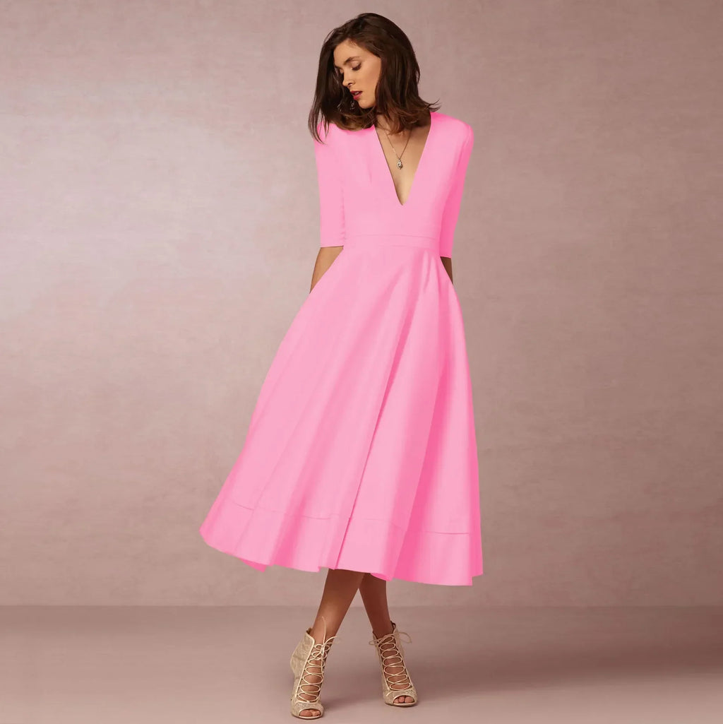 Abril | Vestido midi elegante con escote en V