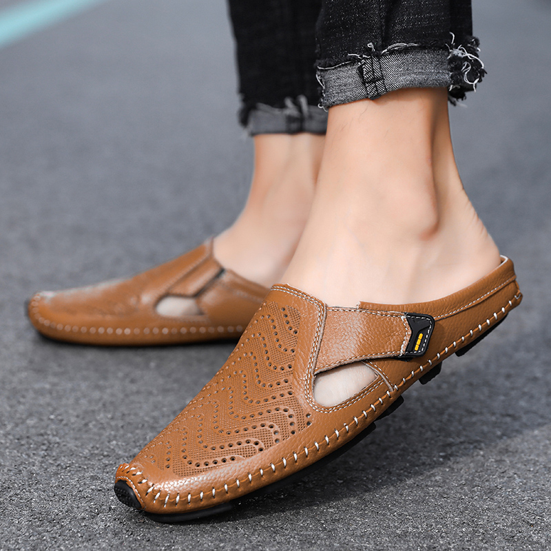 Rebeca | Mules hombre cuero abiertos cómodos y elegantes para verano