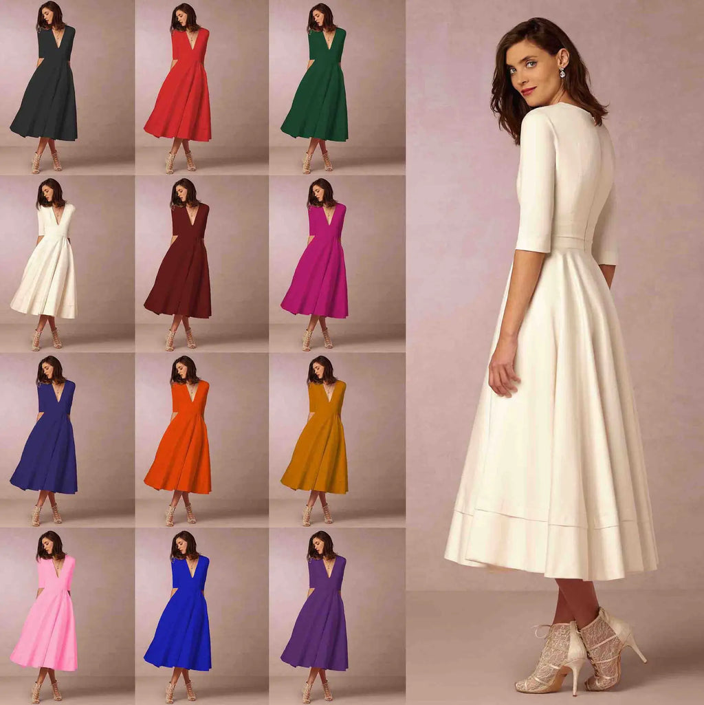 Abril | Vestido midi elegante con escote en V