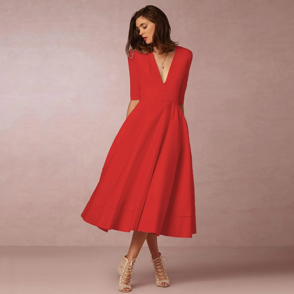 Abril | Vestido midi elegante con escote en V