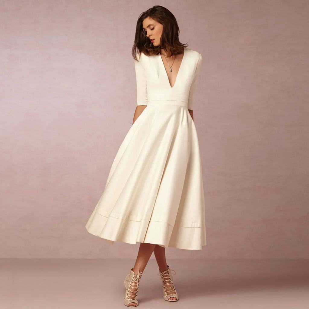 Abril | Vestido midi elegante con escote en V