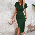 Helena | Vestido midi cruzado con abertura lateral