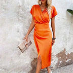 Helena | Vestido midi cruzado con abertura lateral