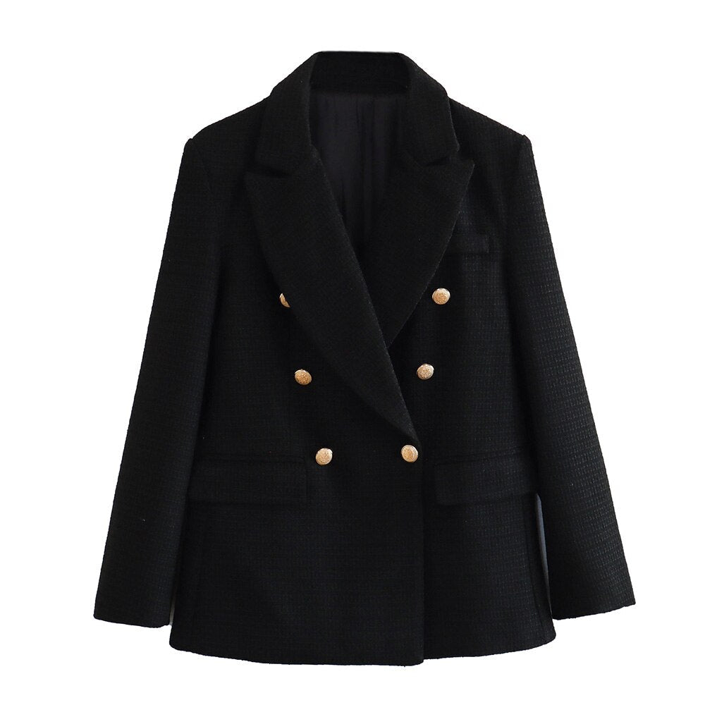 Olga | Blazer cruzado estructurado con contraste elegante