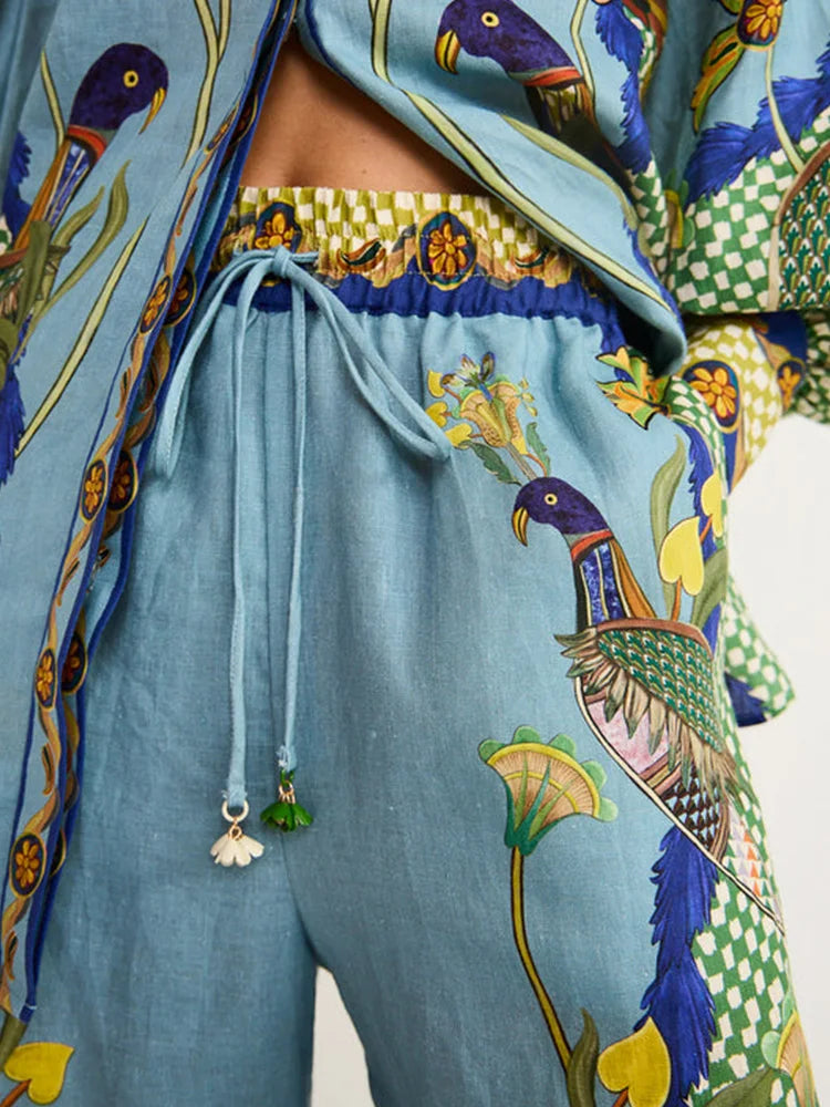 Sonia | Conjunto Elegante Oversize con Pantalón Estampado Chic