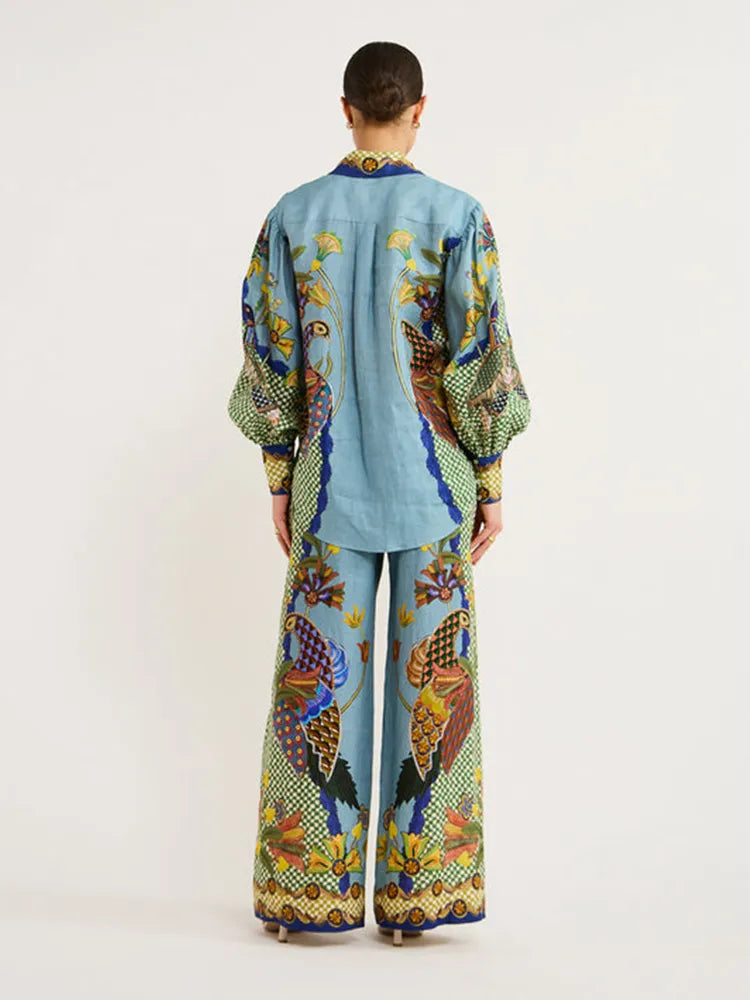 Sonia | Conjunto Elegante Oversize con Pantalón Estampado Chic