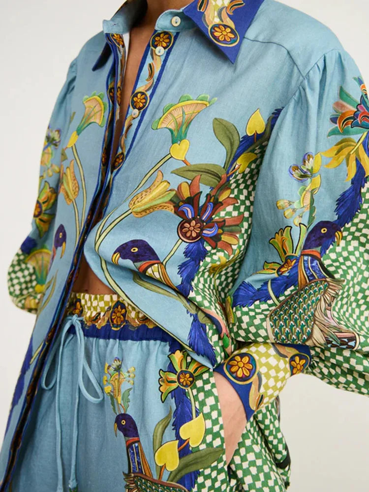 Sonia | Conjunto Elegante Oversize con Pantalón Estampado Chic