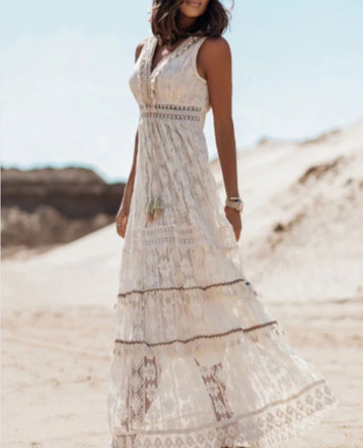 Janira | Vestido largo bohemio sin mangas para verano