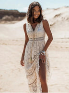 Janira | Vestido largo bohemio sin mangas para verano
