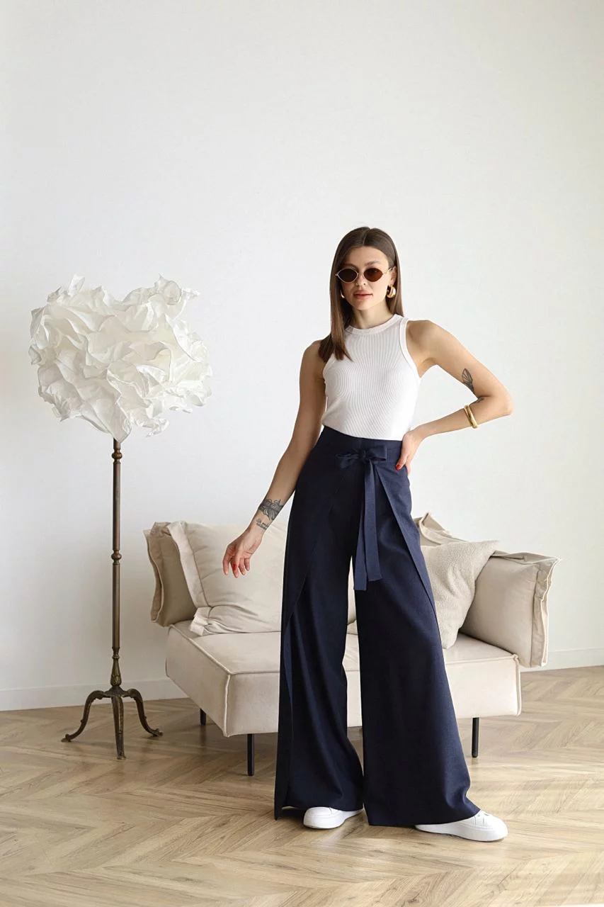 Rosario | Pantalón Ancho de Lino Cruzado