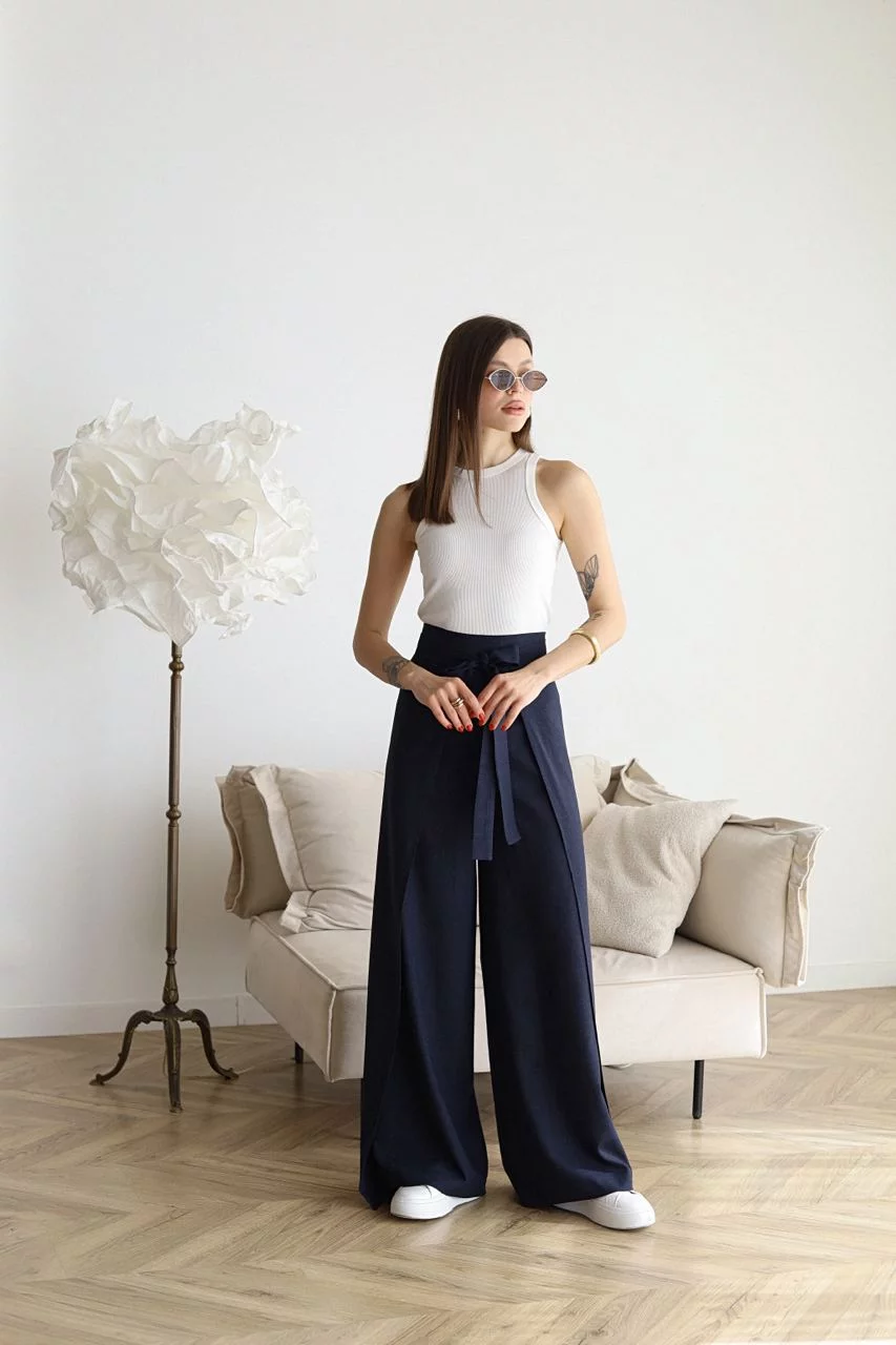 Rosario | Pantalón Ancho de Lino Cruzado