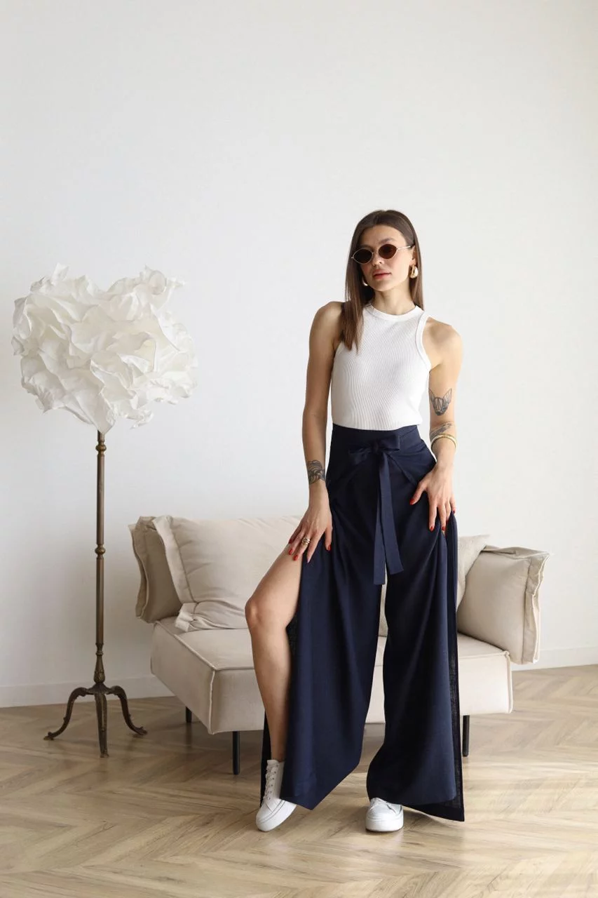Rosario | Pantalón Ancho de Lino Cruzado